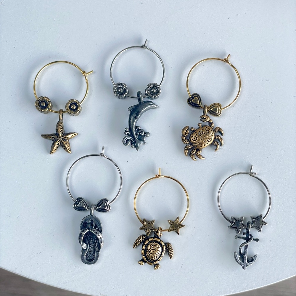 Gold and Silver wine Charm Set